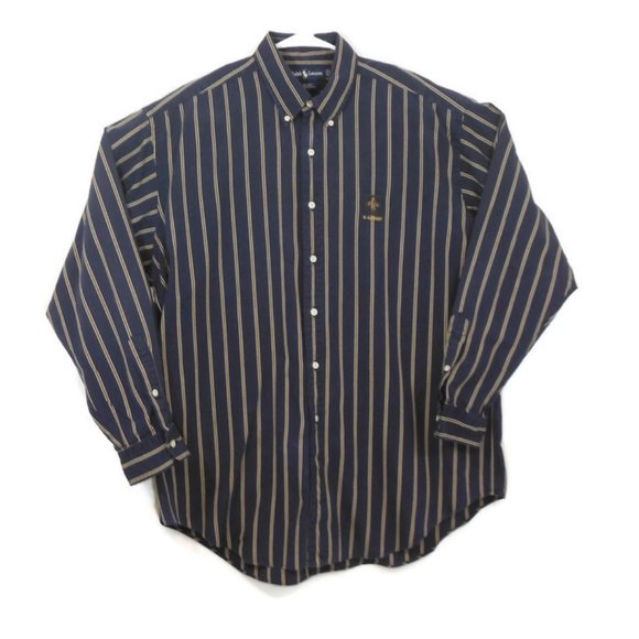 Ralph Lauren BLAIRE long sleeve button down shirt, men's XL size cotton navy blue type Vintage Second Hand main image 1